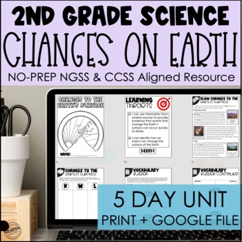 Changes to Earth Over Time | 2nd Grade Science NGSS | Print + Google 2-ESS1-1