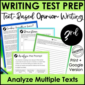 Opinion Test Prep | Text-Dependent Opinion | Text-Based Writing | 3rd Grade