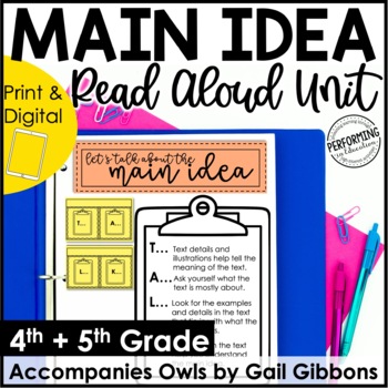 Main Idea Interactive Notebook Read Aloud Unit | Use With Picture Book Owls
