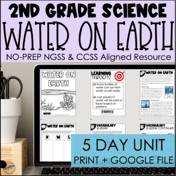 Bodies of Water on Earth | 2nd Grade Science NGSS | Print + Google 2-ESS2-3