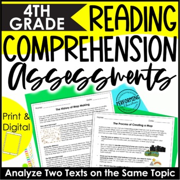 Spiral Reading Review Assessments | ELA Test Prep | Analyze Two Texts | 4th