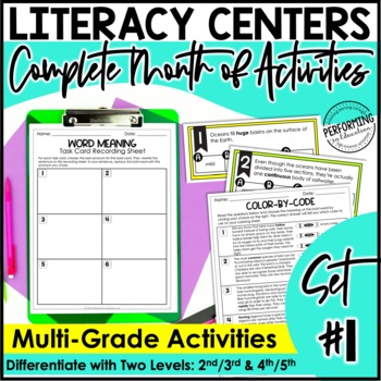 Monthly Literacy Centers | Reading Centers | Writing Centers | 2nd-5th | Set 1