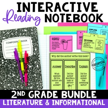 2nd Grade Reading Interactive Notebook Bundle EDITABLE Lessons ALL YEAR CCSS