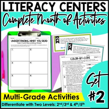 Monthly Literacy Centers | Reading Centers | Writing Centers | 2nd-5th | Set 2
