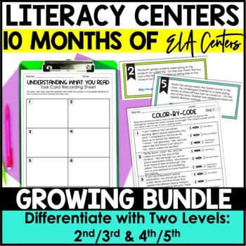 Year-Long Growing Bundle of Literacy Centers | 2nd-5th Grade ELA Centers