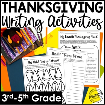 5 Thanksgiving Writing Activities | November Writing Lessons | 3rd-5th Grade