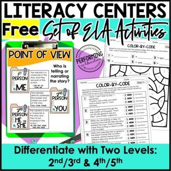 Free Literacy Centers | Reading Centers | Writing Centers | 2nd-5th ELA Centers