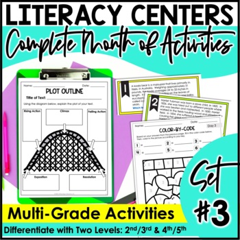 Monthly Literacy Centers | Reading Centers | Writing Centers | 2nd-5th | Set 3