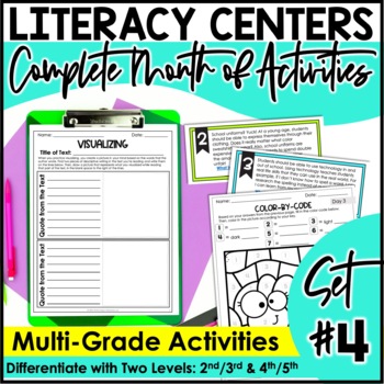 Monthly Literacy Centers | Reading Centers | Writing Centers | 2nd-5th | Set 4