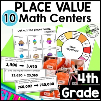 4th Grade Math Centers | 10 Place Value Centers | Task Cards & Error Analysis