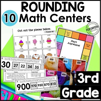 3rd Grade Math Centers | 10 Rounding Centers | Rounding to 10s and 100s