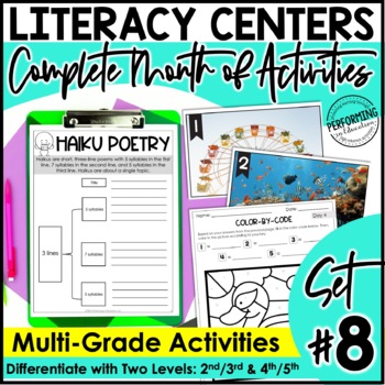Monthly Literacy Centers | Reading Centers | Writing Centers | 2nd-5th | Set 8