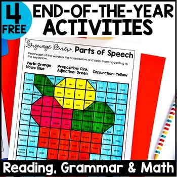 4 Free End of the Year Activities | Math Review & Reading Comprehension