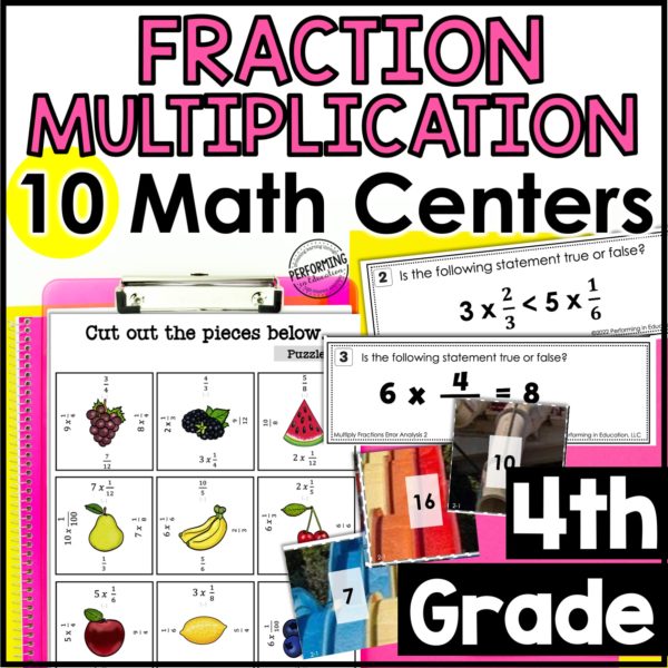 4th Grade Math Centers | 10 Fraction Multiplication Centers