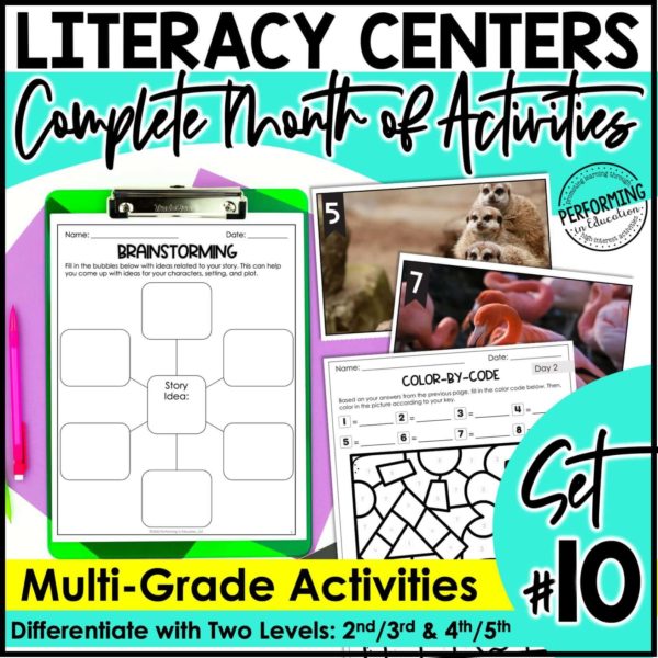 Monthly Literacy Centers | Reading Centers | Writing Centers | 2nd-5th | Set 10
